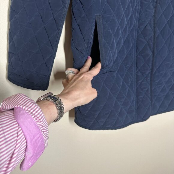 Garnet Hill Everyday Quilted Car Coat Womens Size 6 Barn Jacket Mid Weight Blue - Picture 5 of 11